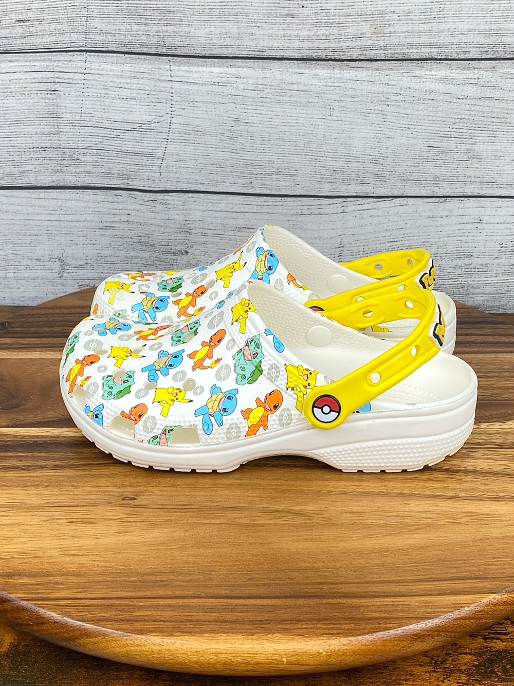 Crocs x Pokémon 2 Classic Clogs ‘Starters’ White Yellow Shoe Women’s Size 7